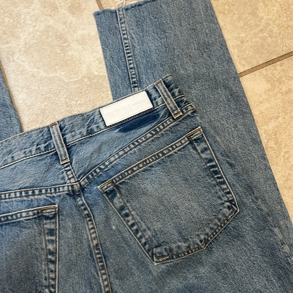 Redone Originals High Rise Stovepipe Straight Crop Destroy Jeans 28 - Picture 9 of 9